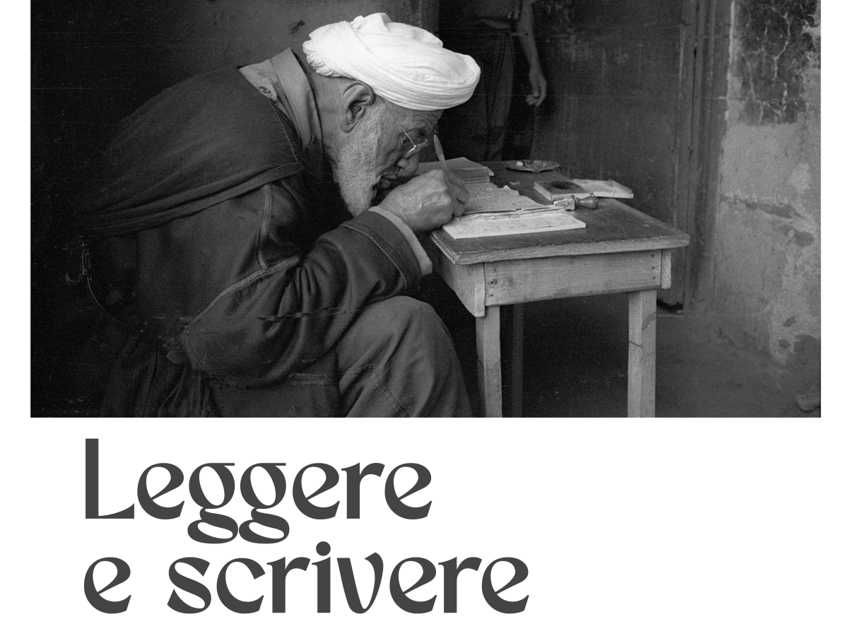 Locandina mostra Leggere e scrivere di Melo Minnella Locandina mostra Leggere e scrivere di Melo Minnella